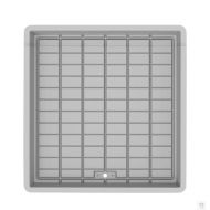 Top view of Danish Tray 110x100cm with drainage outlet showing grid channels
